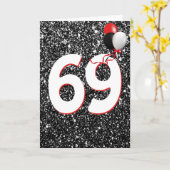 69e geboortedag ballonnen op zwarte Glitter Kaart (Gele Bloem)