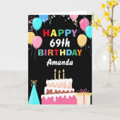 69e Gelukkige Verjaardag Kleurrijke Ballonnen Taar Kaart (Gele Bloem)