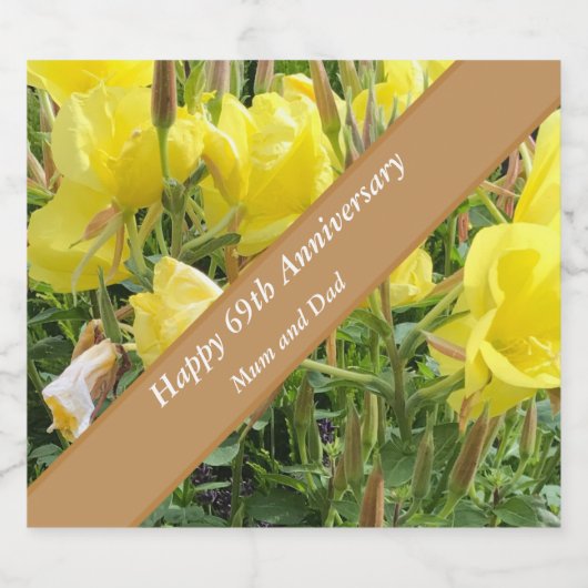 69e Jubileum bewerkbaar Sparkling Wijnetiket (Enkel label)