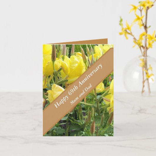 69e Jubileum bewerkbare Kaart (Gele Bloem)