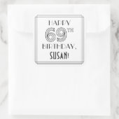 69E MAANDAG, Art Deco Style, aangepaste naam Vierkante Sticker (Tas)