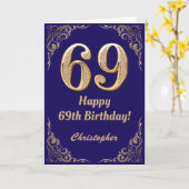 69e marinenblauw en goudglitter Lijst Kaart (Gele Bloem)