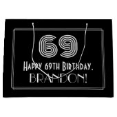 69e verjaardag — Art Deco geïnspireerd look "69" & Groot Cadeauzakje (Voorkant)