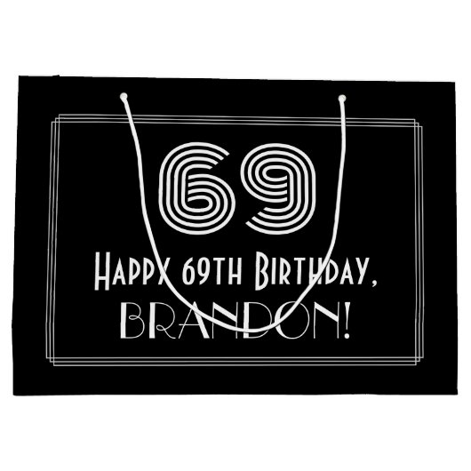 69e verjaardag — Art Deco geïnspireerd look "69" & Groot Cadeauzakje (Achterkant)