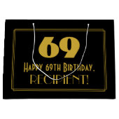 69e verjaardag — Art Deco geïnspireerd look "69" & Groot Cadeauzakje (Voorkant)