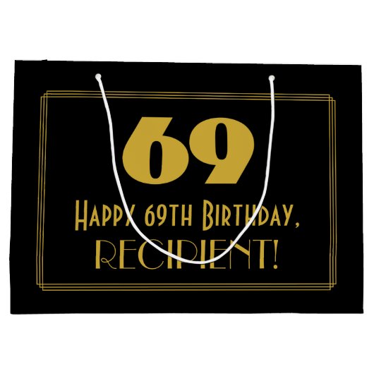 69e verjaardag — Art Deco geïnspireerd look "69" & Groot Cadeauzakje (Achterkant)