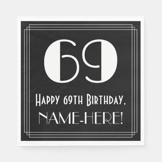 69e verjaardag ~ Art Deco geïnspireerd look "69",  Servet (Voorkant)