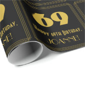 69e verjaardag - Art Deco geïnspireerde look "69"  Cadeaupapier (Rol Hoek)