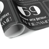 69e verjaardag - Art Deco geïnspireerde look "69", Cadeaupapier (Rol Hoek)