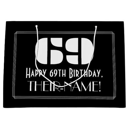 69e verjaardag ~ Art Deco Geïnspireerde look "69"  Groot Cadeauzakje (Voorkant)