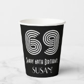 69e verjaardag — Art Deco Geïnspireerde look "69"  Papieren Bekers (Achterkant)
