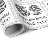 69e verjaardag: Art Deco geïnspireerde stijl "69"  Cadeaupapier (Rol Hoek)