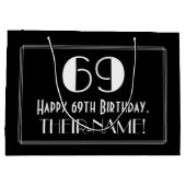 69e verjaardag: Art Deco geïnspireerde stijl "69", Groot Cadeauzakje (Achterkant)