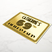 69e verjaardag — Art Deco Style "69" en naam Folie Uitnodiging (Gedraaid)