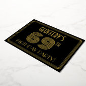 69e verjaardag — Art Deco Style "69" + Naam Folie Uitnodiging (Gedraaid)