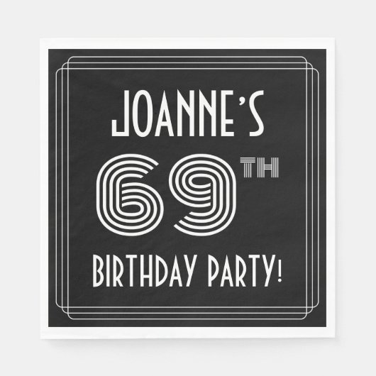 69e verjaardag: Art Deco Style + aangepaste naam Servet (Voorkant)