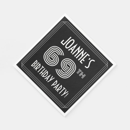 69e verjaardag: Art Deco Style + aangepaste naam Servet (Hoek)