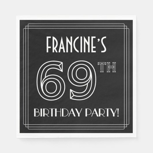 69e verjaardag: Art Deco Style + aangepaste naam Servet (Voorkant)