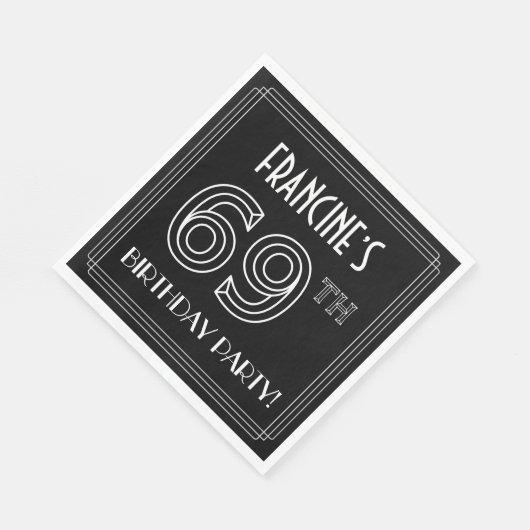 69e verjaardag: Art Deco Style + aangepaste naam Servet (Hoek)