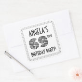 69e verjaardag: Art Deco Style + aangepaste naam Vierkante Sticker (Envelop)