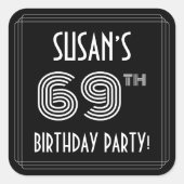 69e verjaardag: Art Deco Style en aangepaste naam Vierkante Sticker (Voorkant)
