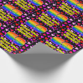 69e verjaardag: Beeldende harten Patroon, Regenboo Cadeaupapier (Hoek)