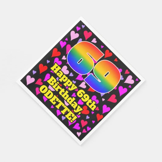 69e verjaardag: Beeldende harten Patroon, Regenboo Servet (Hoek)