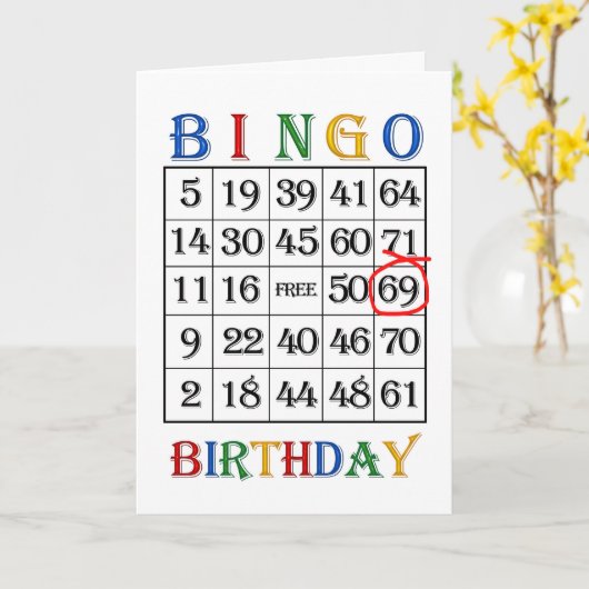 69e verjaardag Bingo kaart (Gele Bloem)