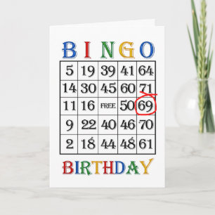 69e verjaardag Bingo kaart