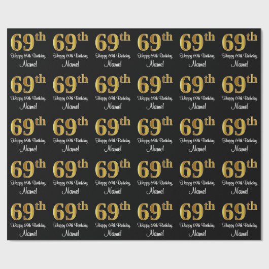 69e verjaardag: Elegant Luxe Faux Gold Look # Cadeaupapier (Vlak)