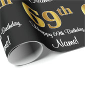 69e verjaardag: Elegant Luxe Faux Gold Look # Cadeaupapier (Rol Hoek)