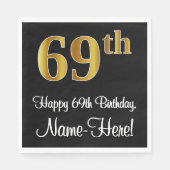 69e verjaardag ~ Elegant Luxe Faux Gold Look # Servet (Voorkant)