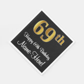 69e verjaardag ~ Elegant Luxe Faux Gold Look # Servet (Hoek)