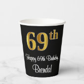 69e verjaardag - Elegante luxe Faux Gold look # Papieren Bekers (Achterkant)