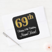 69e verjaardag - Elegante luxe Faux Gold look # Vierkante Sticker (Envelop)