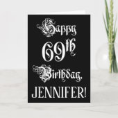 69e verjaardag: Fancy, elegant script + aangepaste Kaart (Voorkant)