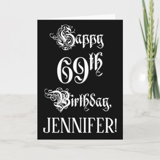 69e verjaardag: Fancy, elegant script + aangepaste Kaart (Voorkant)