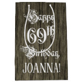 69e verjaardag: Fancy, Faux Wood Kijk + Aangepaste Medium Cadeauzakje (Voorkant)