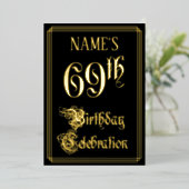 69e verjaardag — Fancy script en aangepaste naam Folie Uitnodiging (Staand Voorkant)