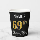 69e verjaardag — Fancy script, Faux Gold look Papieren Bekers (Voorkant)