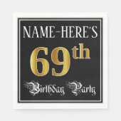 69e verjaardag — Fancy script, Faux Gold look Servet (Voorkant)