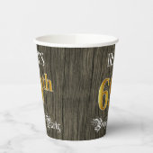 69e verjaardag — Faux Gold & Faux Wood Ziet eruit Papieren Bekers (Links)