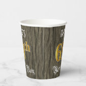 69e verjaardag — Faux Gold & Faux Wood Ziet eruit Papieren Bekers (Rechts)