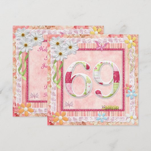 69e verjaardag feest scrapbooking stijl kaart (Voorkant / Achterkant)