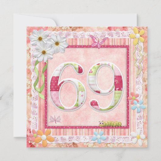 69e verjaardag feest scrapbooking stijl kaart (Voorkant)