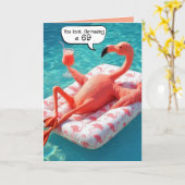 69e verjaardag Flamingo drijvend in een zwembad Kaart (Gele Bloem)