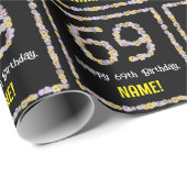 69e verjaardag: Floral Flowers Number, Custom Name Cadeaupapier (Rol Hoek)