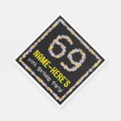 69e verjaardag: Floral Flowers Number, Custom Name Servet (Hoek)