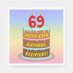 69e verjaardag: Fun Cake and Candles + Custom Name Servet