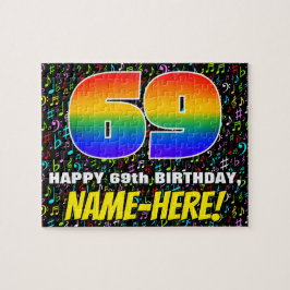 69e verjaardag — Fun, Colorful Music Symbols & "69 Legpuzzel